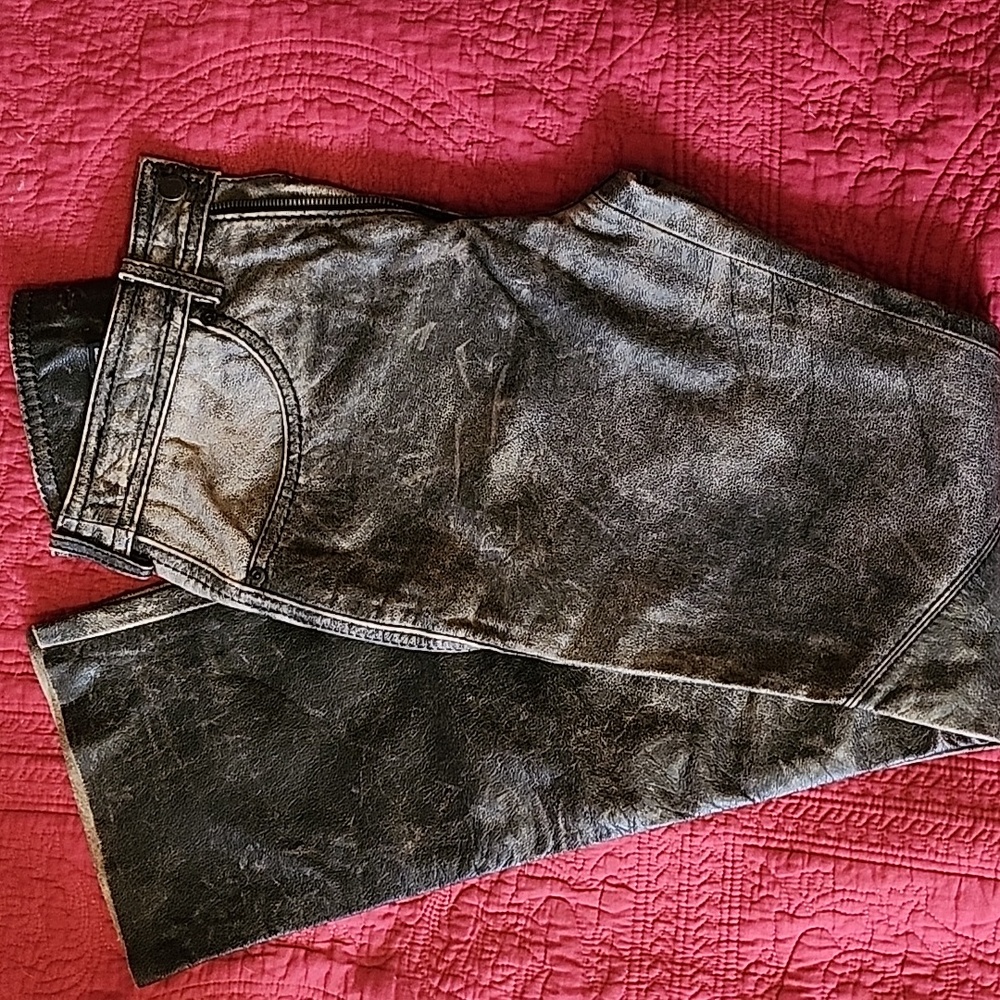 Harley Davidson Leather Pants Black Distressed Moto